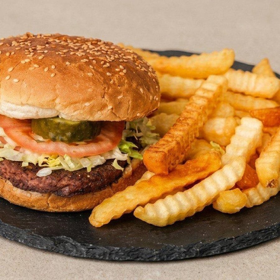Cheeseburger with fries